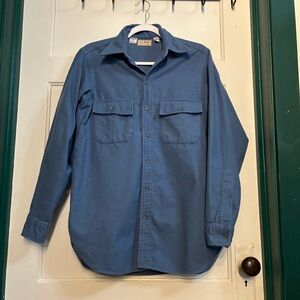 L.L. Bean VTG Blue Chamois Cloth Shirt 100% Cotton USA**DISTRESSED